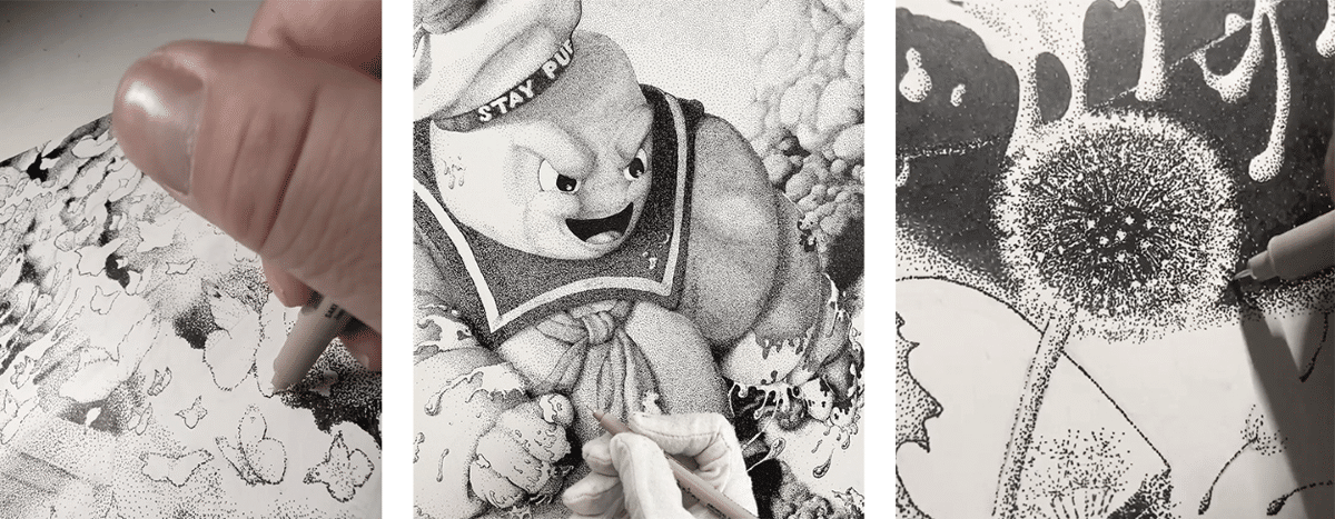 YBZ Stippling Drawings in Progress