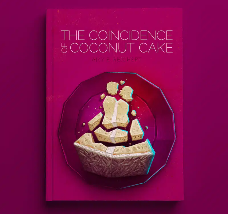 Minimalistic book cover for The coincidence of coconut cake