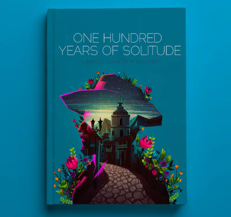 Minimalistic book cover for One Hundred Years of Solitude