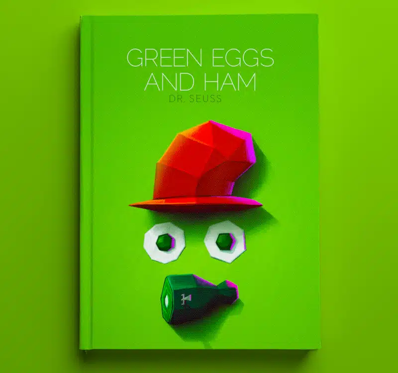 Minimalistic book cover for Green Eggs and Ham