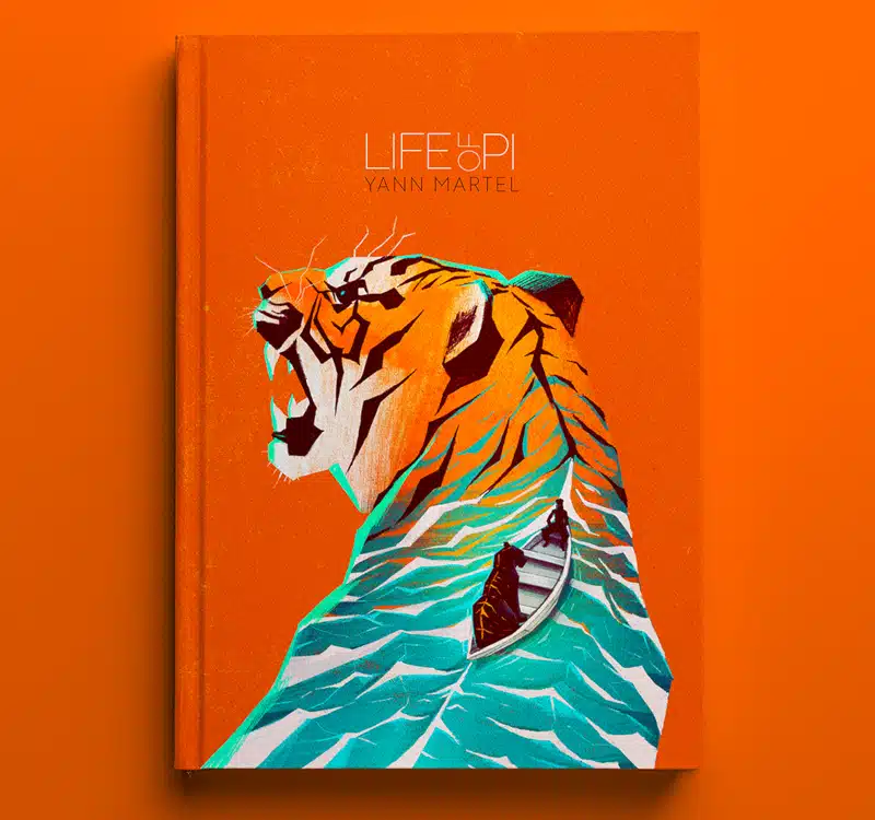 Minimalistic book cover for Life of Pi