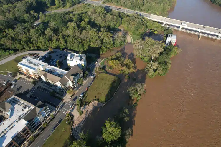 Riverwalk community in Rock Hill with flooded by Hurricane Helene