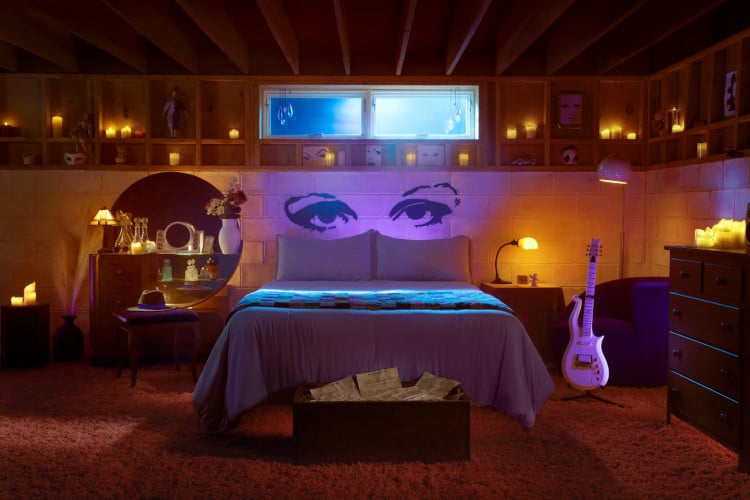 Bedroom of Prince "Purple Rain" House on Airbnb