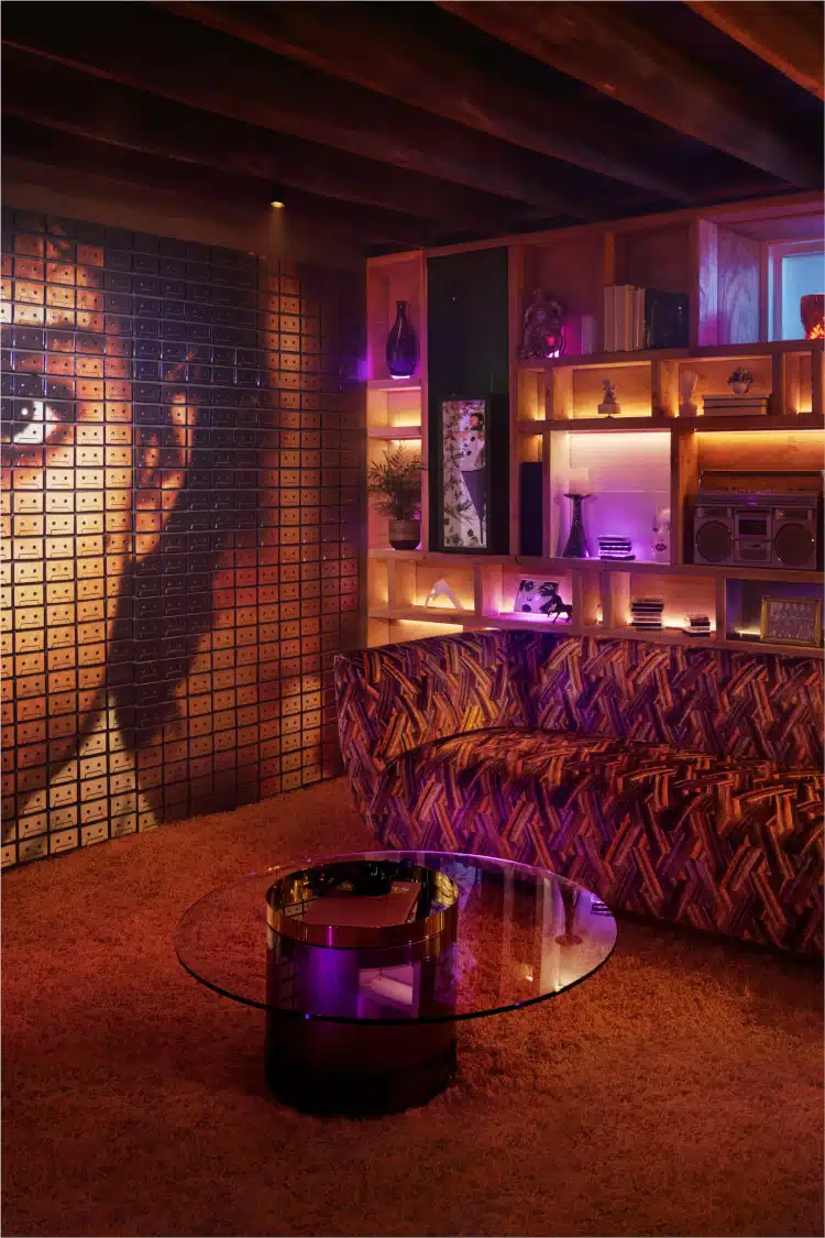 Lounge room of Prince "Purple Rain" House on Airbnb