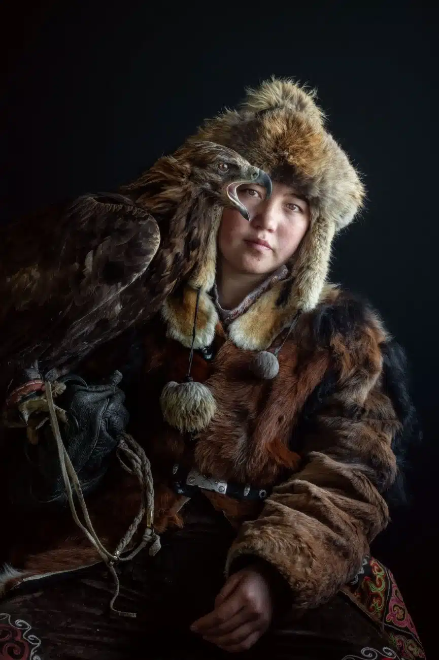 Teenage Mongolian eagle hunter