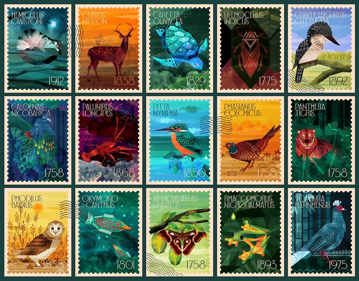 Endangered Species Stamp Collection by Tùng Nâm