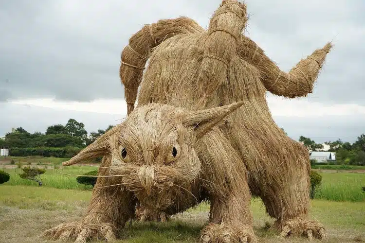 Cat Demon straw sculpture in Wara art festival