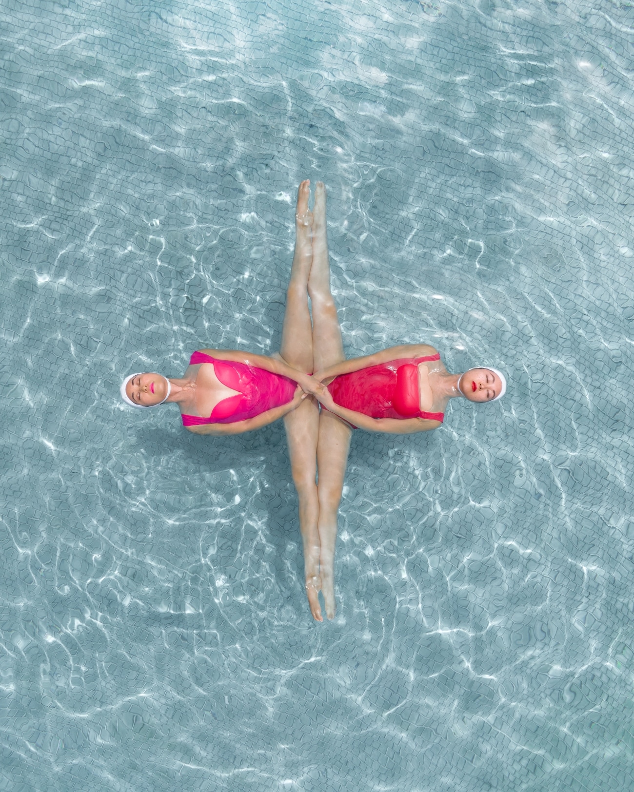 Aerial photography of artistic swimming by Brad Walls