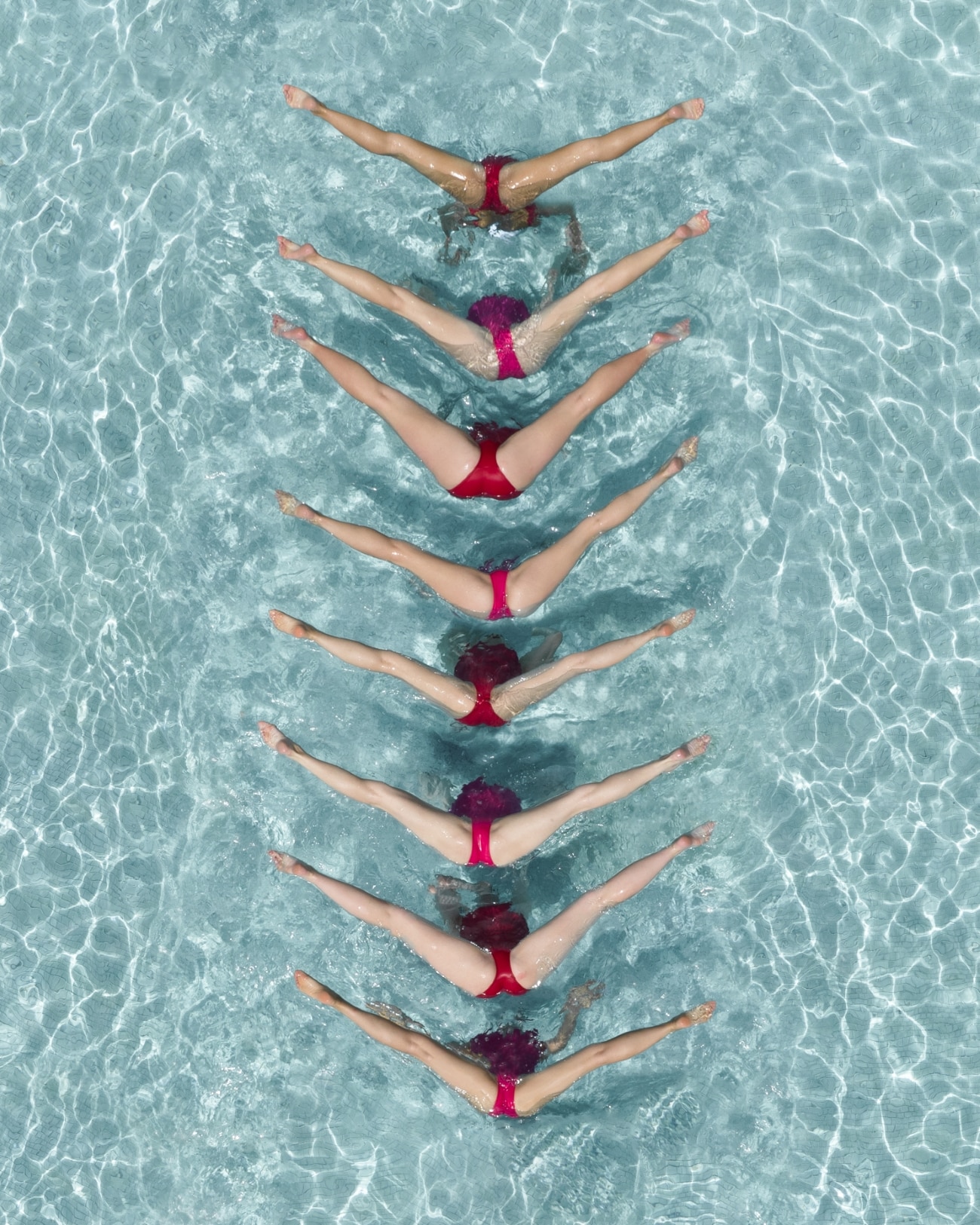 Aerial photography of artistic swimming by Brad Walls