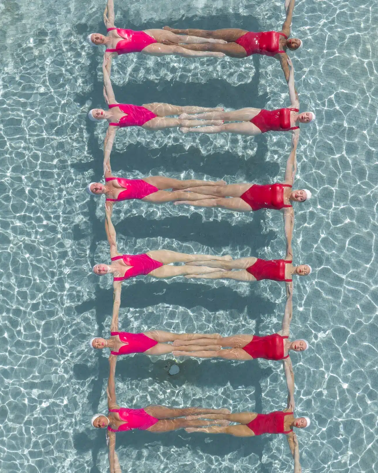 Aerial photography of artistic swimming by Brad Walls