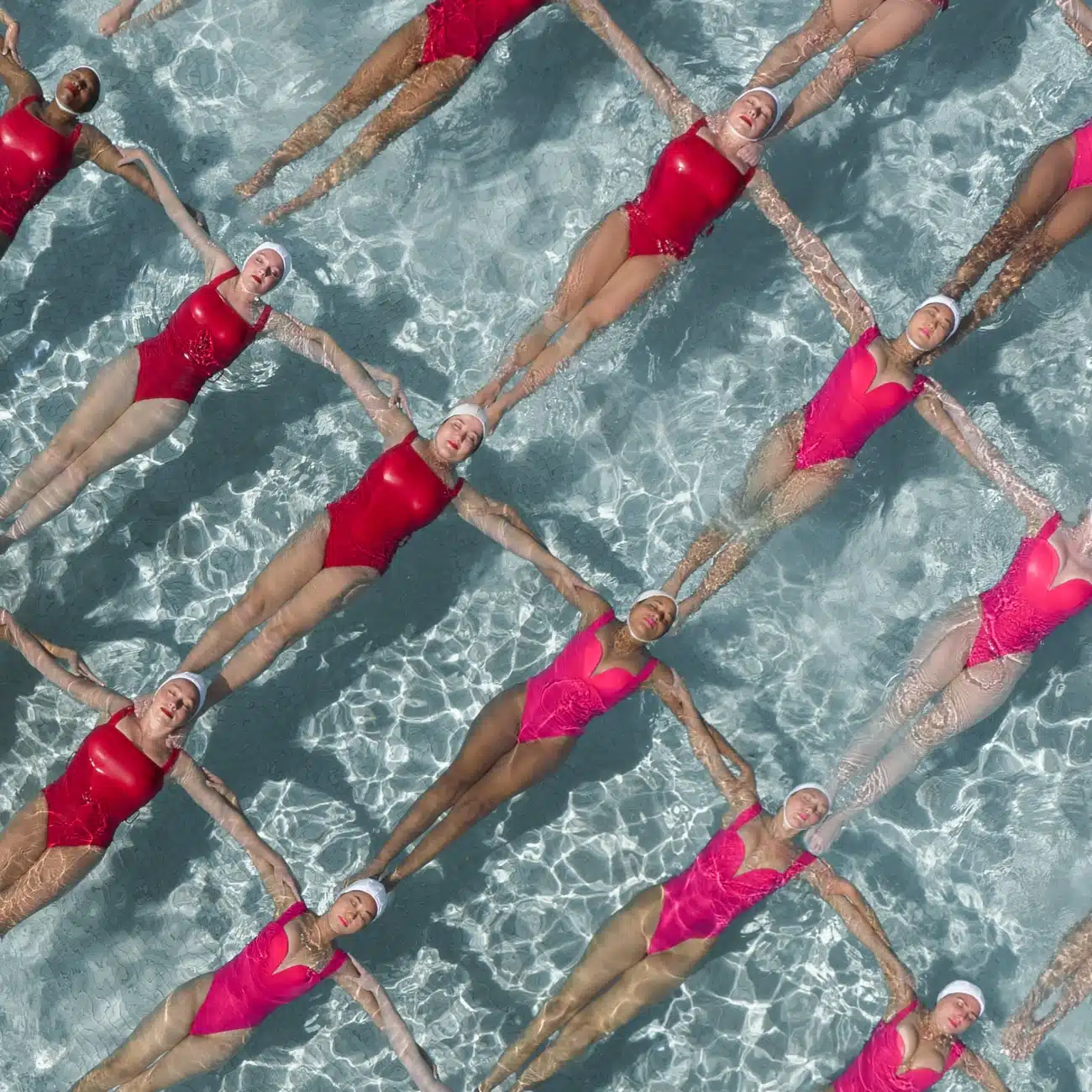 Aerial photography of artistic swimming by Brad Walls