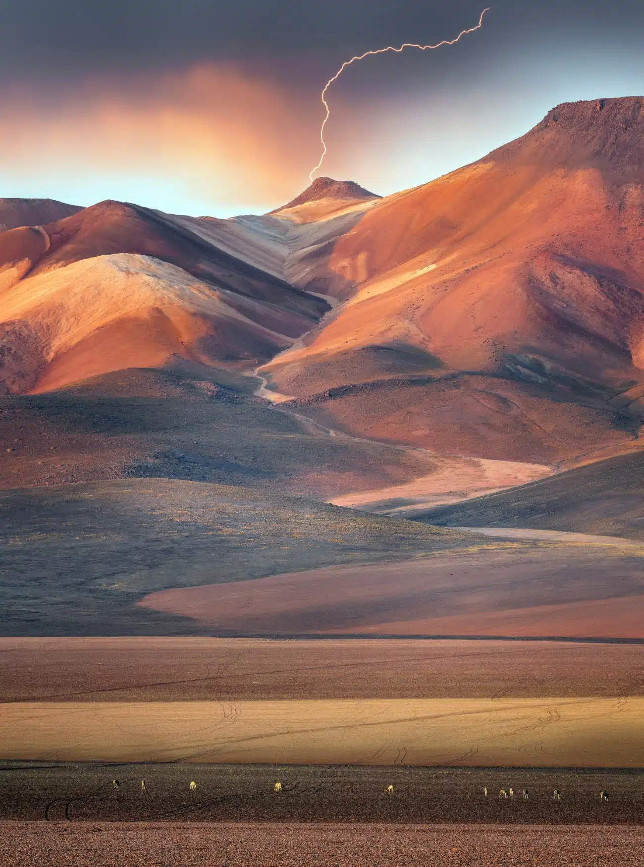 Color Mountains in the Siloli desert in Bolivia