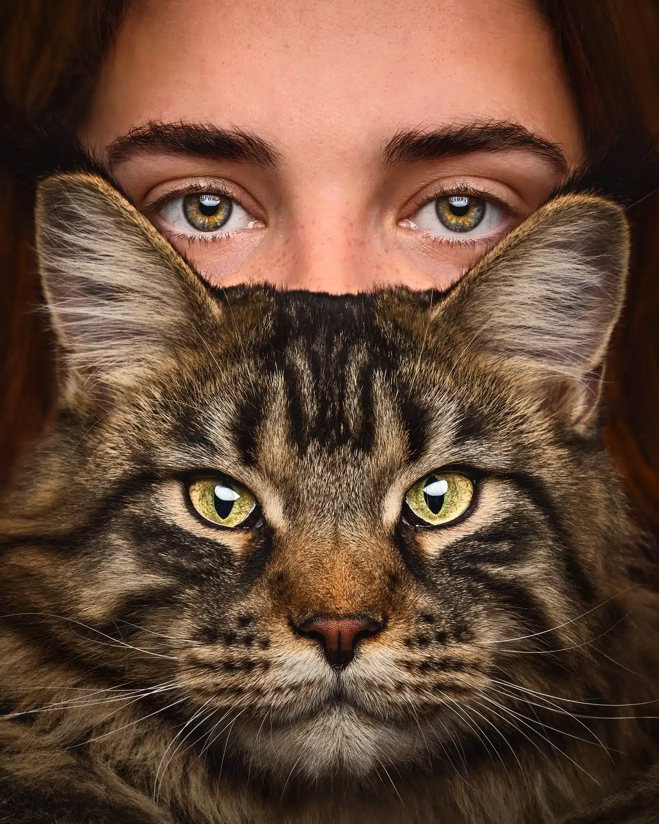 Portrait of woman and her cat