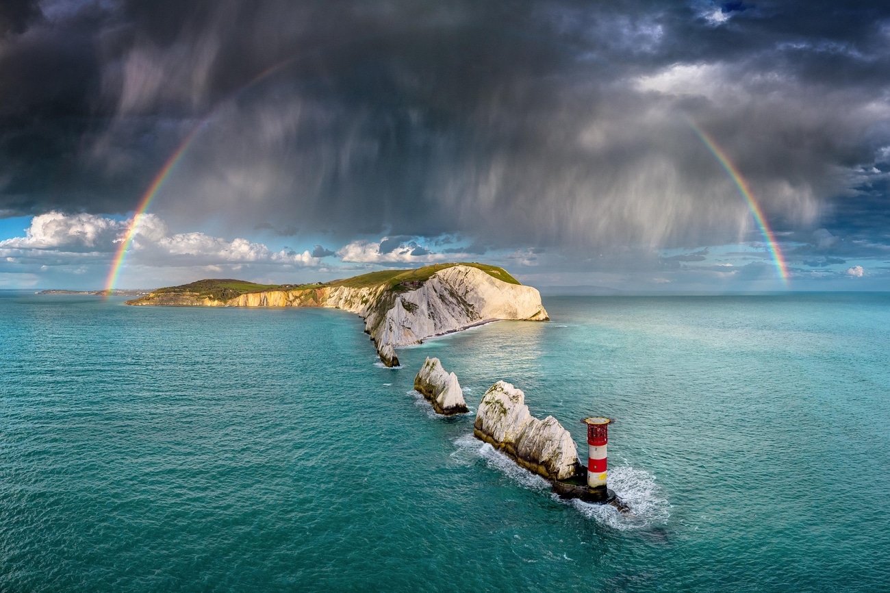 Rainbow over the Needles on the Isle of Wight