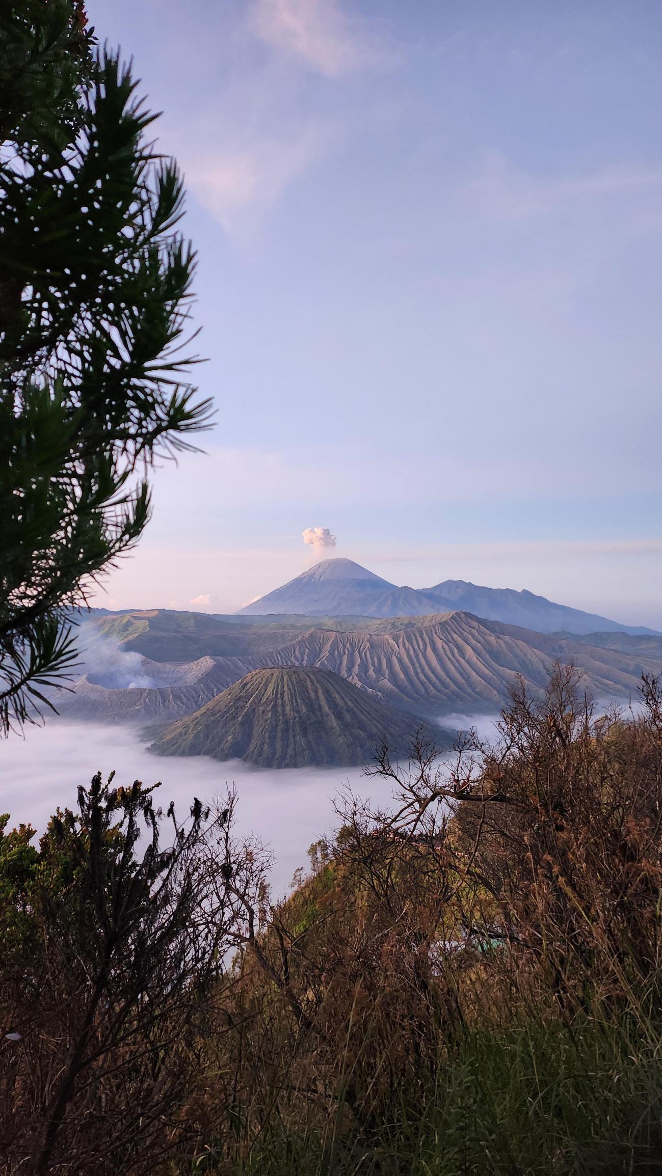 Smoking volcanoes in East Java