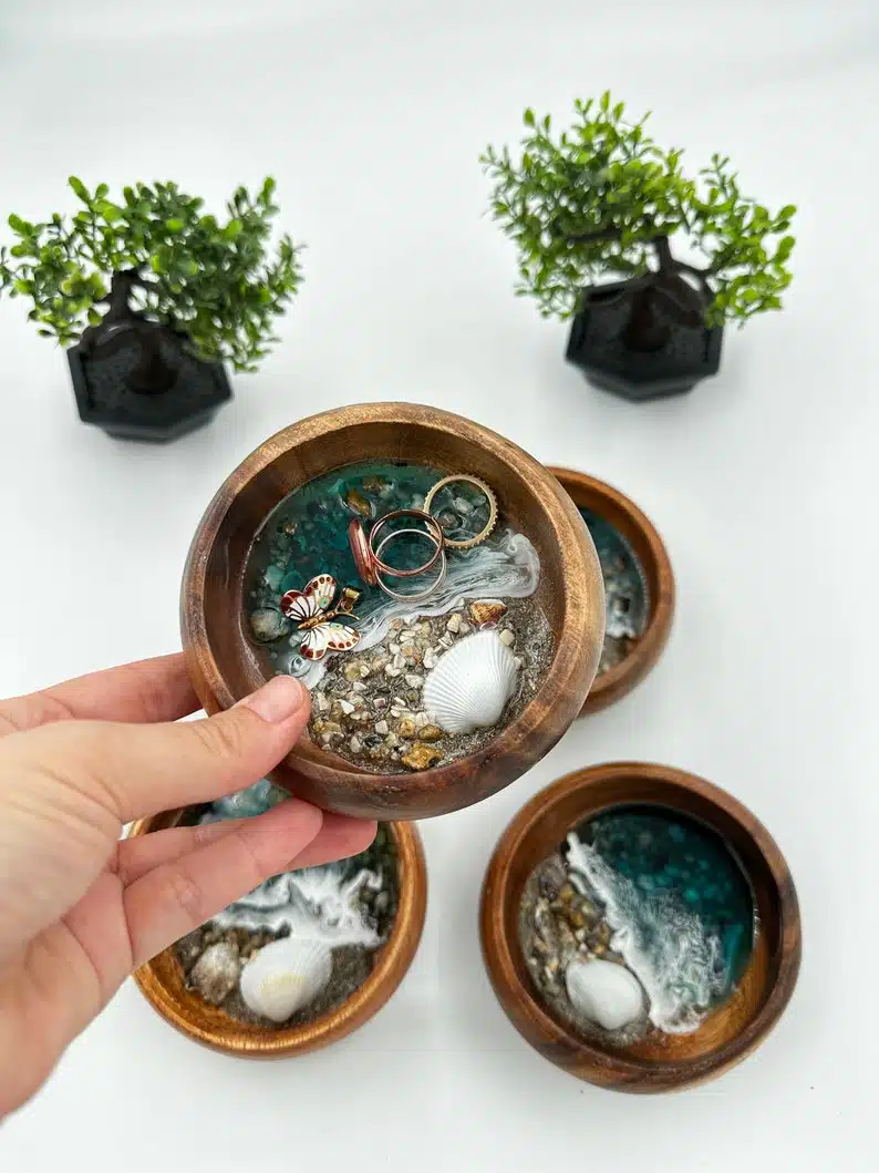 Resin Ocean Themed Ring Dish