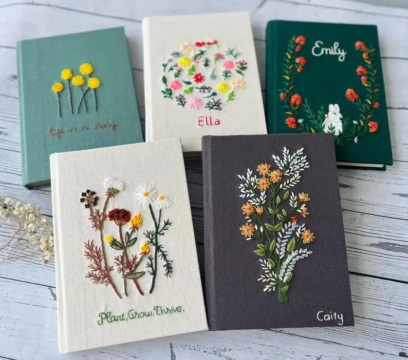 Hand embroidered notebook