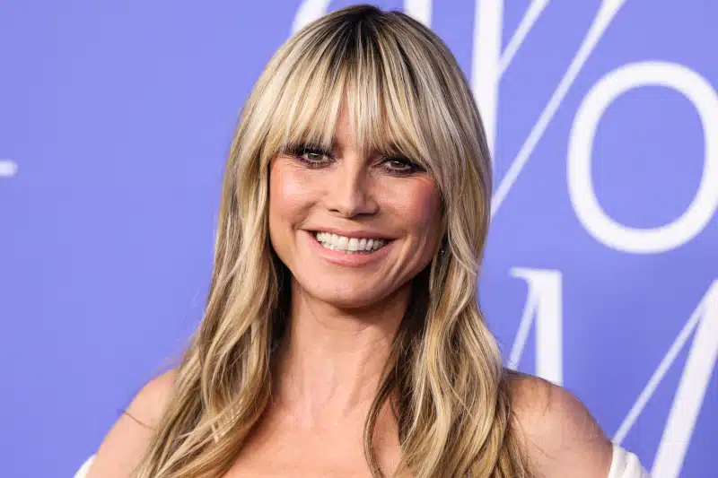 Heidi Klum wearing a Miss Sohee dress, a Judith Leiber clutch, and Anabella Chan jewelry arrives at the 2023 Billboard Women In Music held at the YouTube Theater on March 1, 2023 in Inglewood, Los Angeles, California, United States. (Photo by Xavier Collin/Image Press Agency)