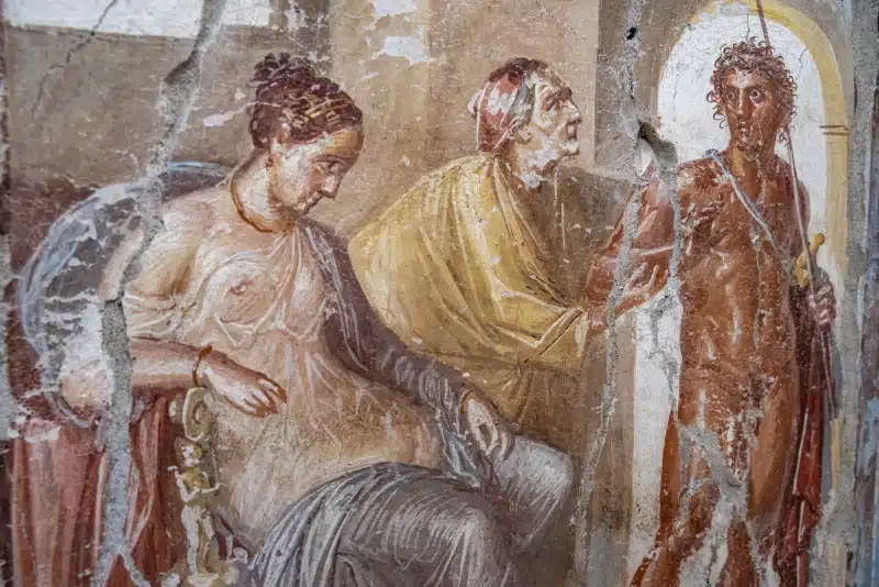 Hippolytus and Phaedra fresco in Pompeii's House of Phaedra