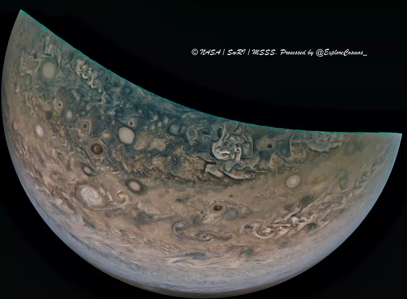 Photo of Jupiter storms from Junocam