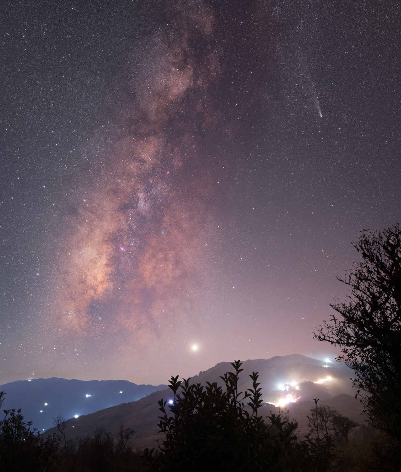 Milky Way and Comet Tsuchinshan-Atlas over Singalila National Park