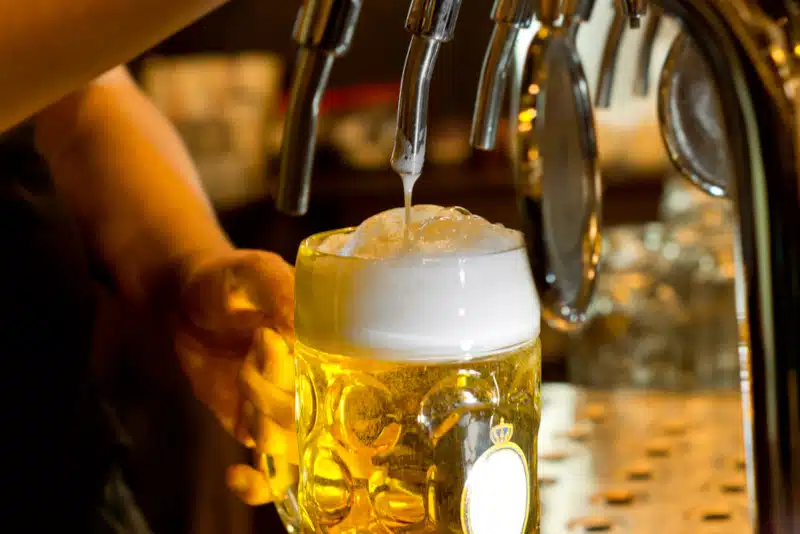 Filling Glass with Beer at Restaurant