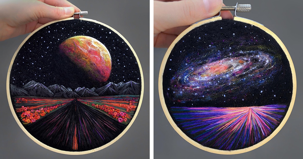 Spectacular Embroidery Visualizes Connection Between Earth’s Landscapes and Cosmic Universe