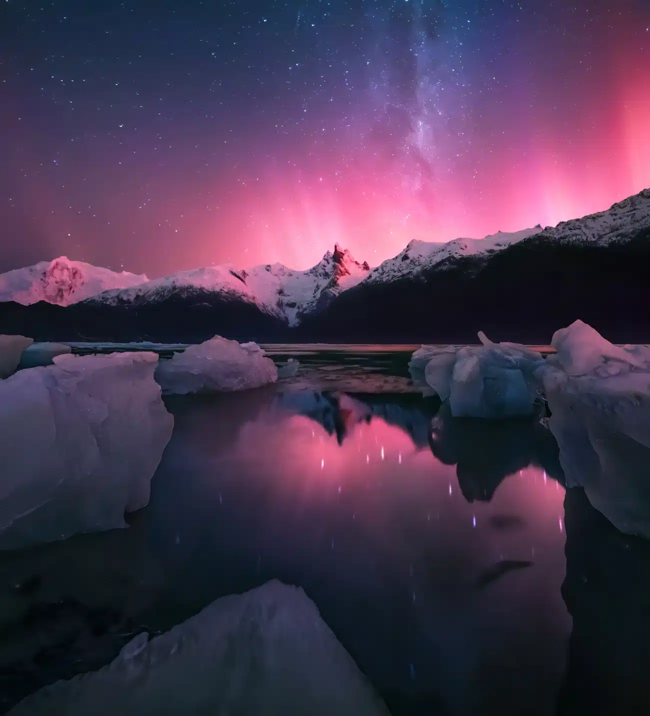 Aurora at the Patagonia Fjords in Chile