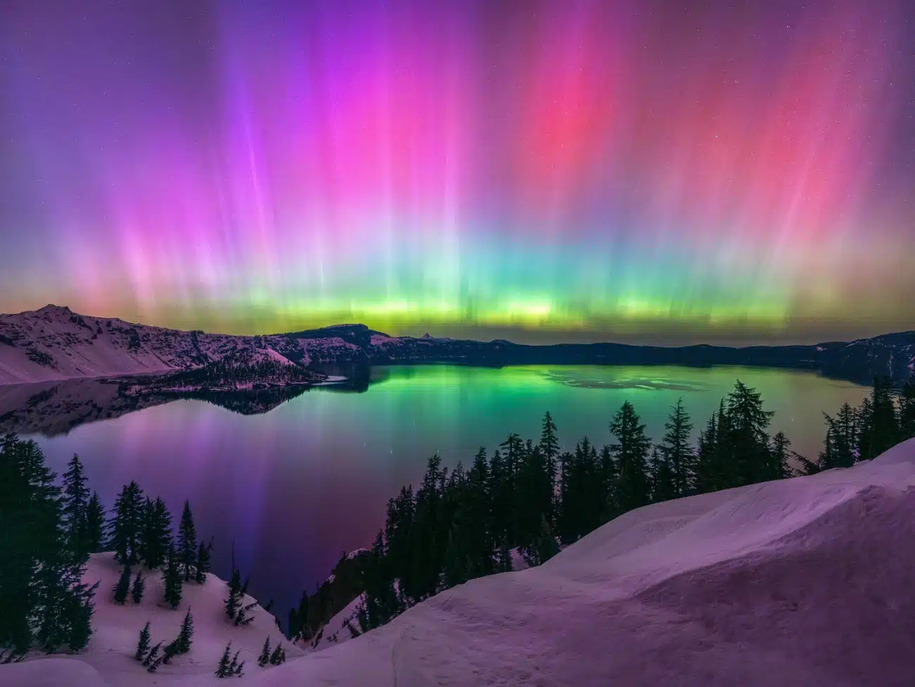 Northern Lights over Crater Lake National Park