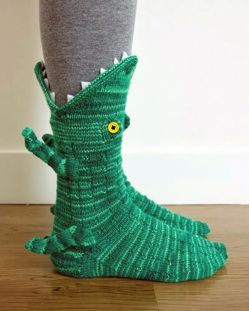 Green crocodile socks