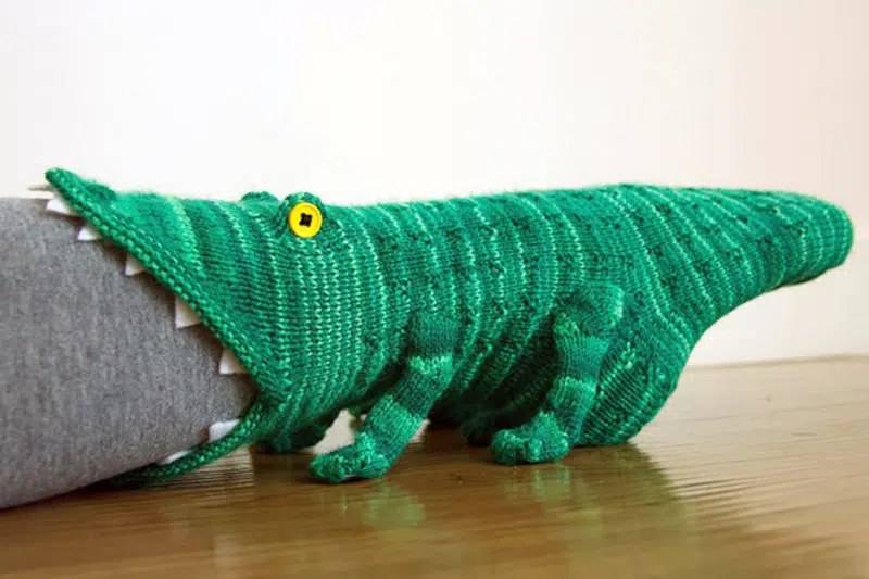 Green crocodile socks