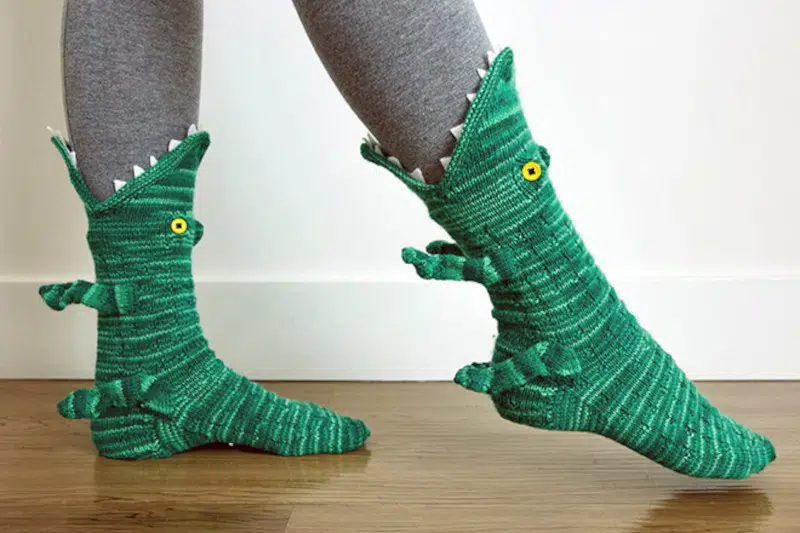 Green crocodile socks