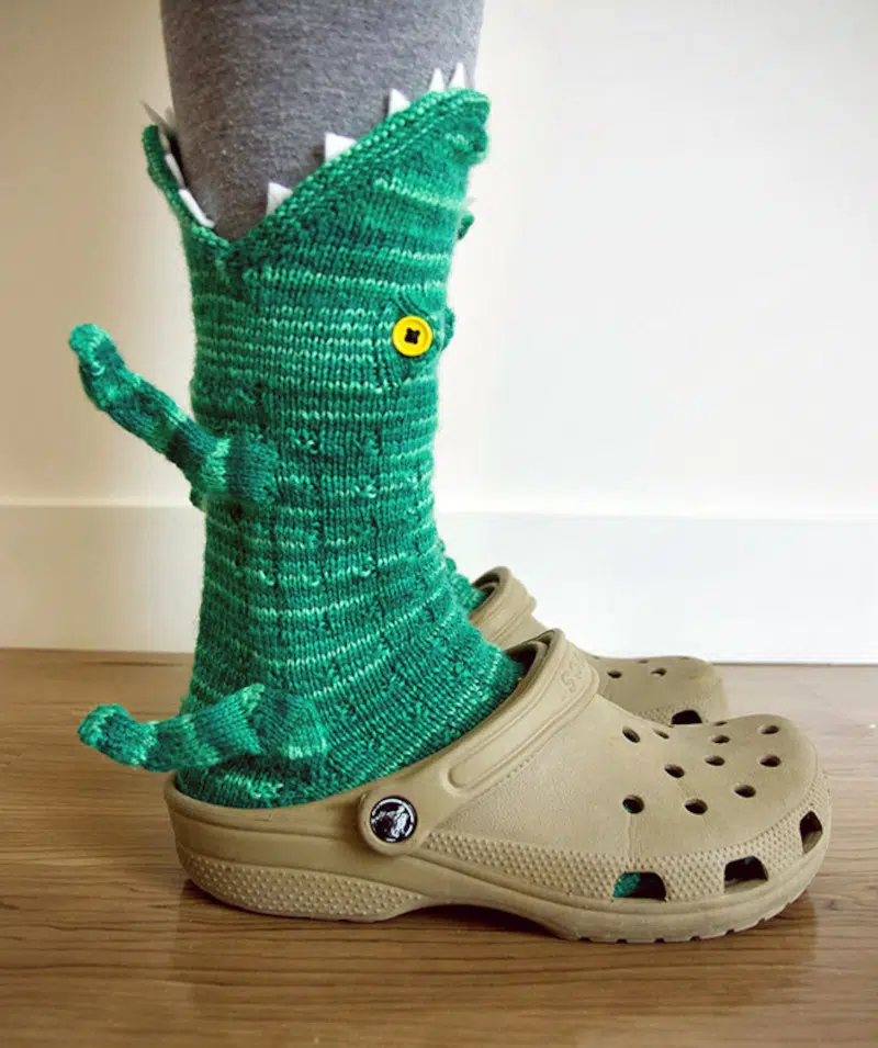 Green crocodile socks