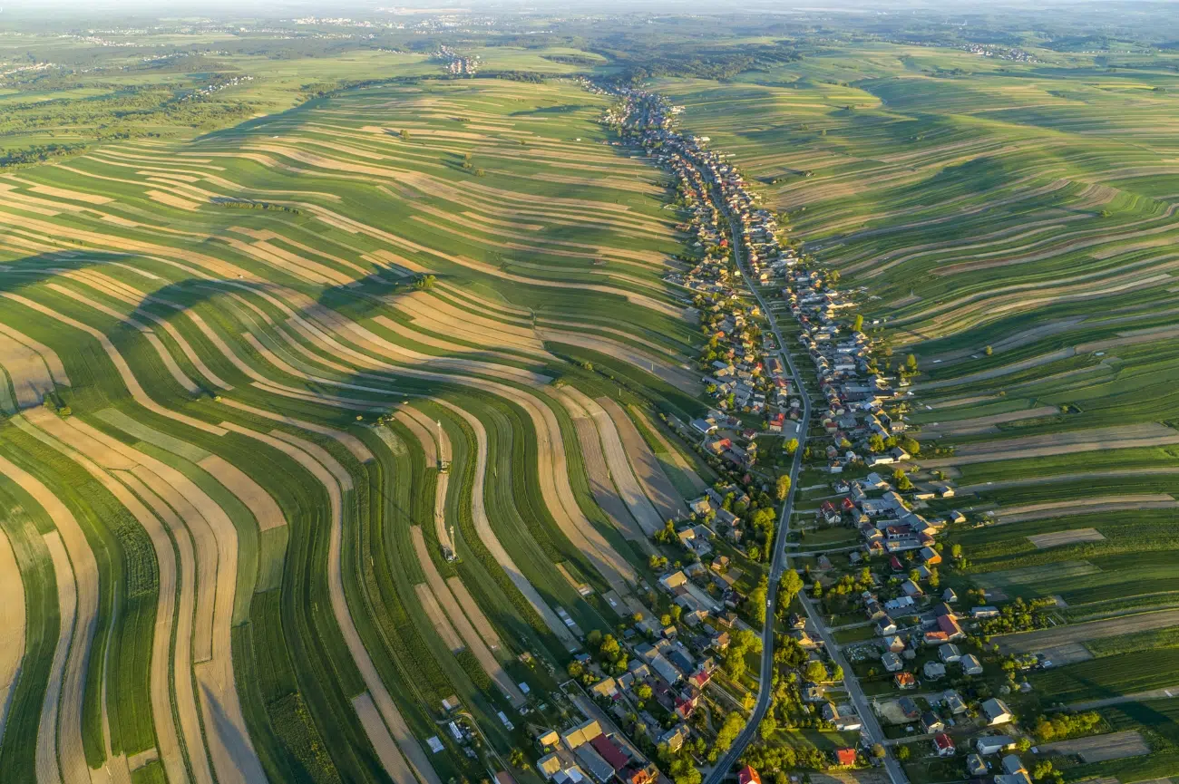 Aerial view of Suloszowa, Poland