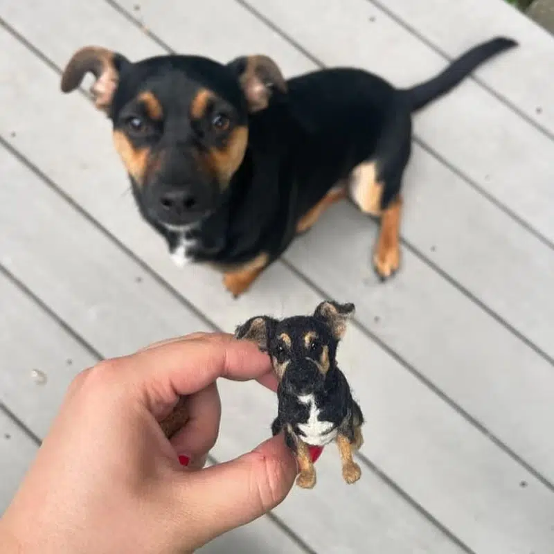 Realistic needle felting pet portraits by Little Felted Friends