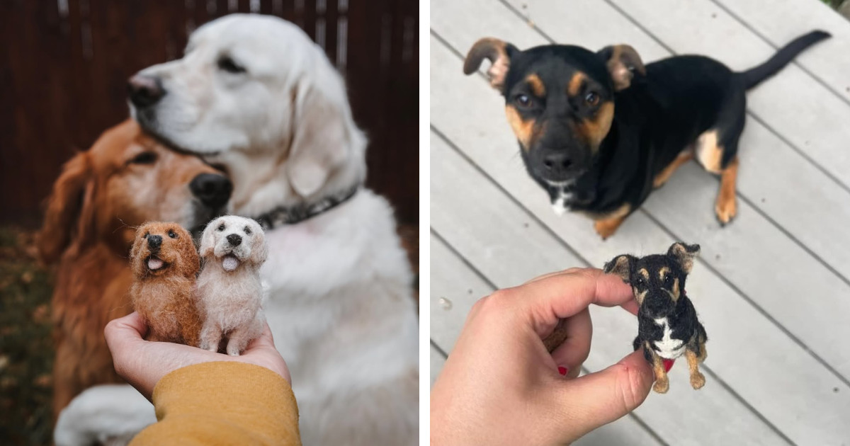 Artist Creates Adorable Mini Felted Sculptures Filled With Charming Detail of Beloved Pets