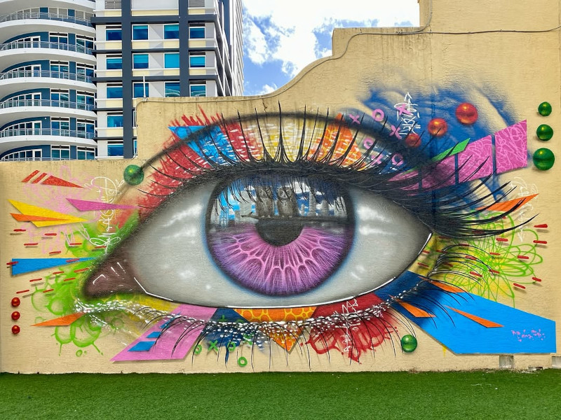 Colorful eye mural at Miami Art Week by My Dog Sighs