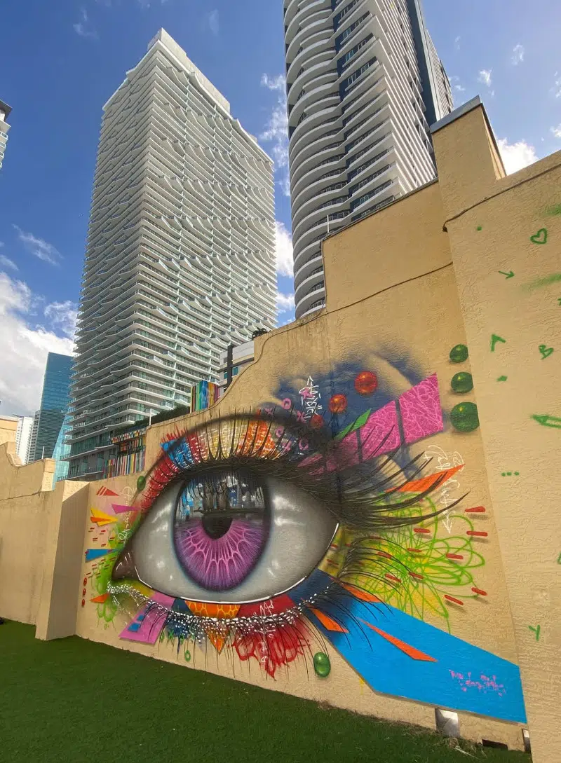 Colorful eye mural at Miami Art Week by My Dog Sighs