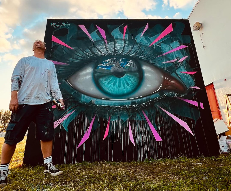 Colorful eye mural at Miami Art Week by My Dog Sighs