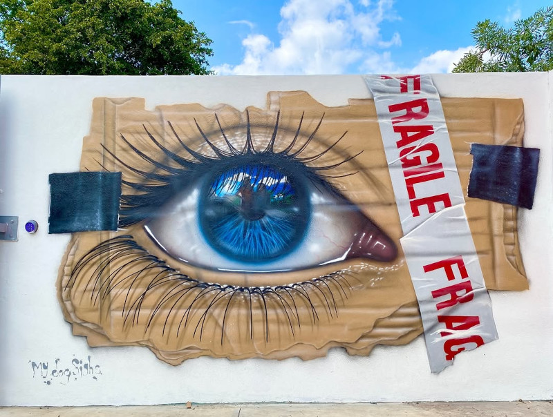 Colorful eye mural at Miami Art Week by My Dog Sighs