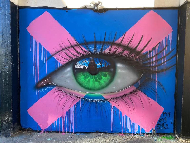 Colorful eye mural by My Dog Sighs