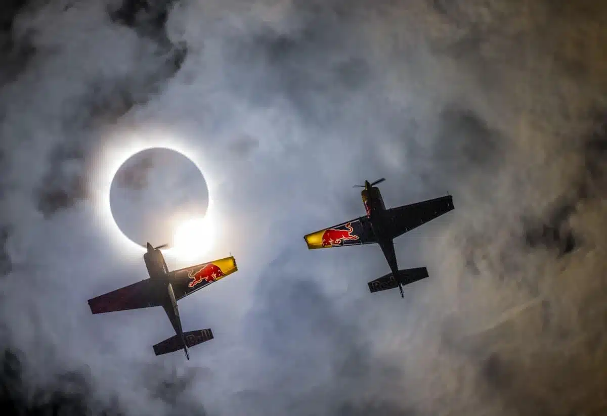 Redbull Planes Flying Next to Eclipse