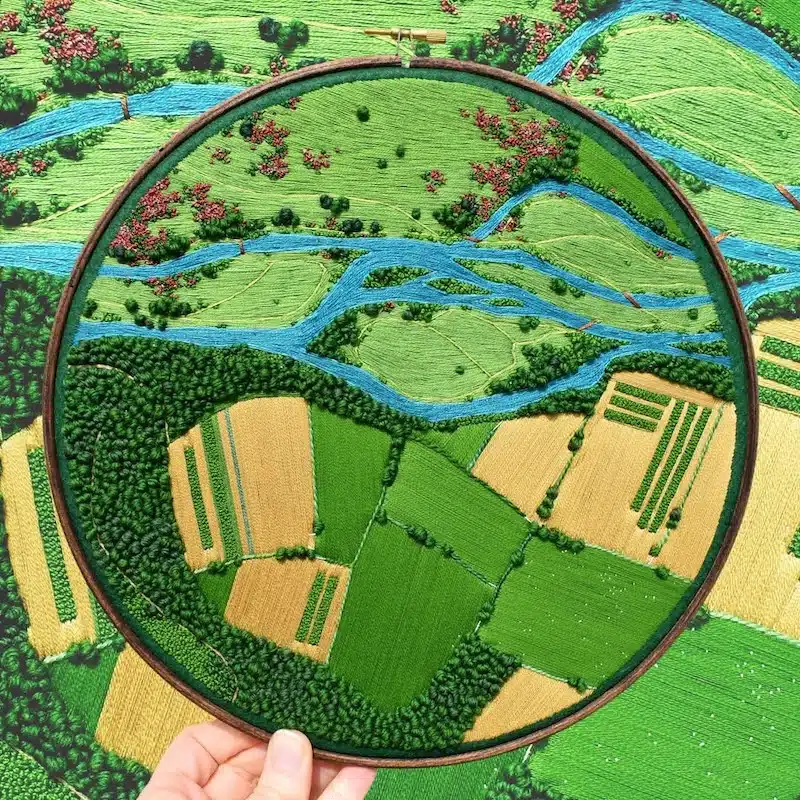 Aerial Embroidery Art by Victoria Rose Richards