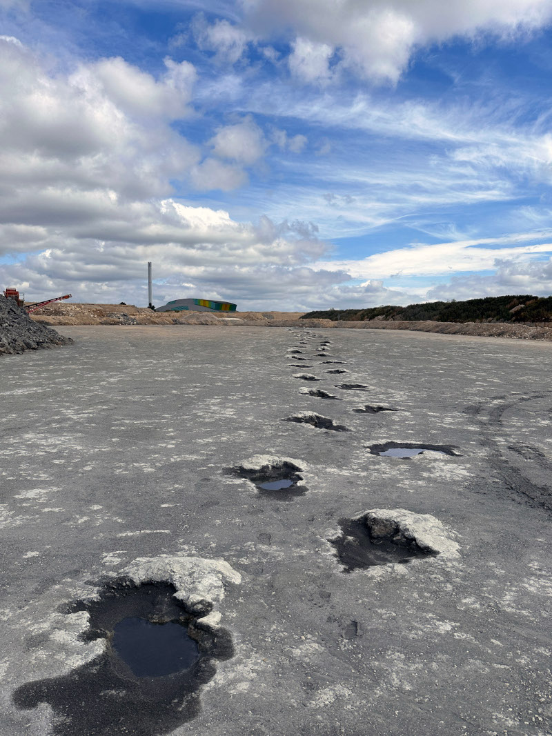 Dinosaur footprints excavation in the UK