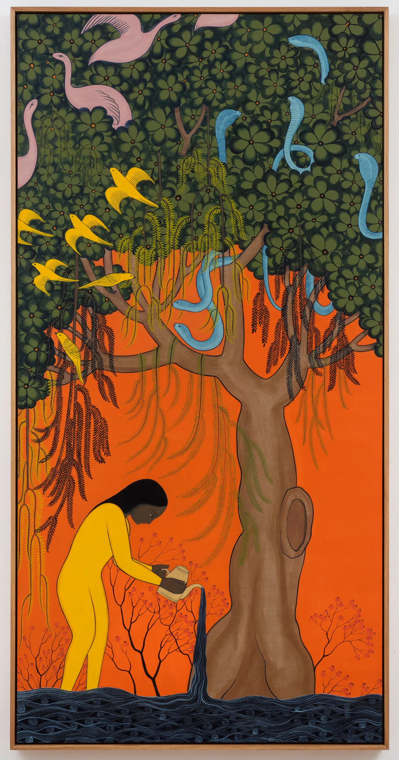 “A Natural Thought” (2025), handmade pigments on linen, 81 1/2 x 41 1/2 x 2 inches framed