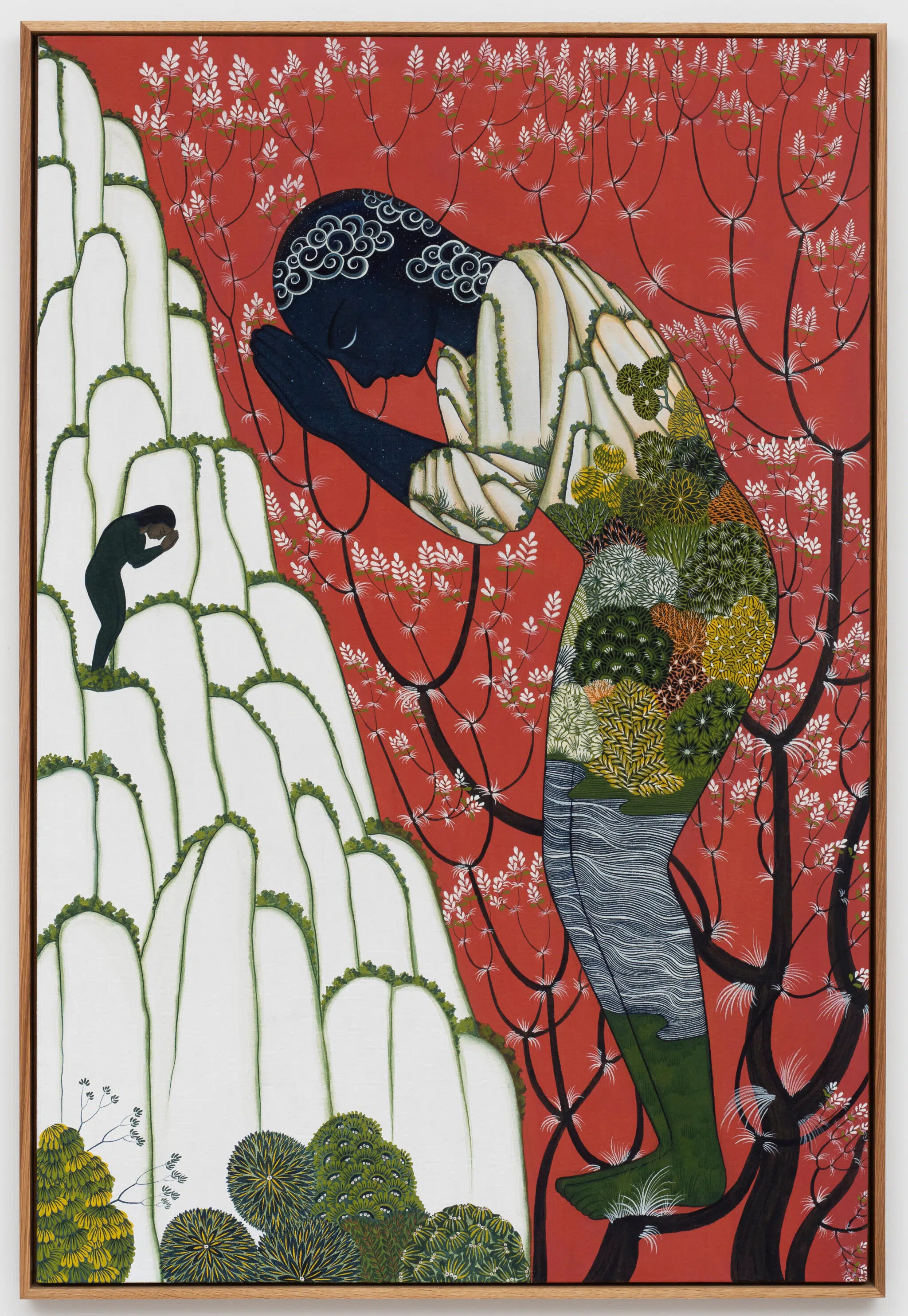 “Bowing to the Cosmos” (2024), handmade pigments on linen, 61 3/8 x 41 5/8 x 2 inches framed