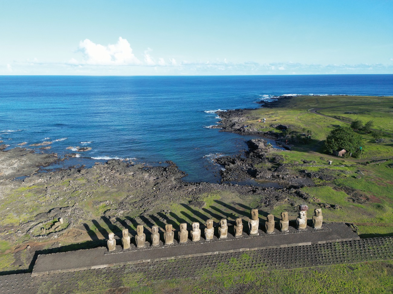 View of Ahu Tongariki on Rapa Nui