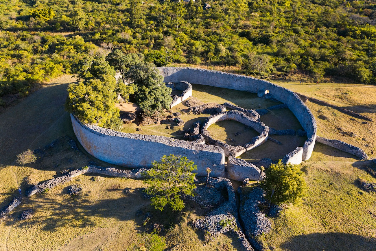 Aerial view of the Great Enclosure in Zimbabwe