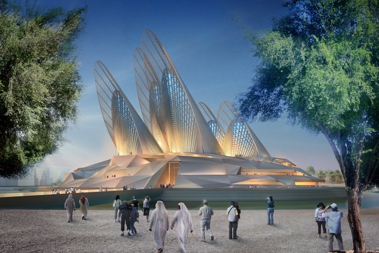 Visualización del Museo Nacional Zayed en Abu Dhabi