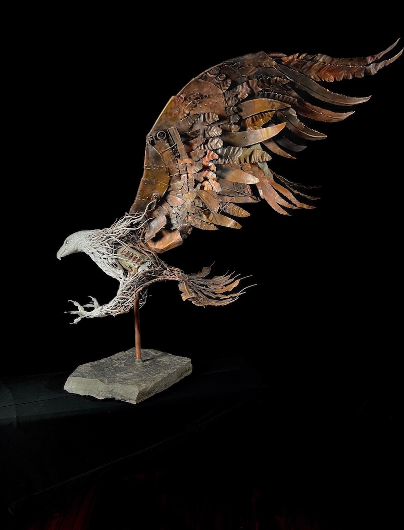 Sculpture of an eagle by Chris Hynes